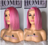 Side part pink bob