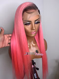 Pink Wig with Dark Roots