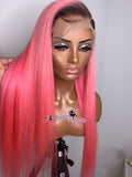 Pink Wig with Dark Roots